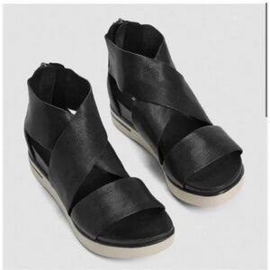 EILEEN FISHER Sport Tumbled Leather Sneaker Sandal Black Women’s Size 8